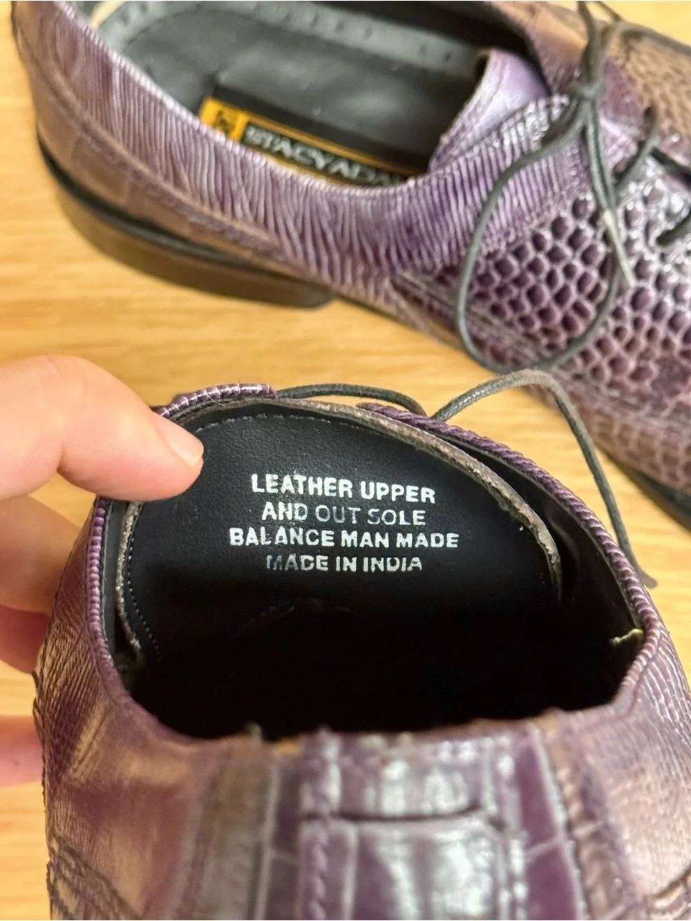 Stacy Adams Purple Croc & Lizard Textured Lace-Up Oxfords, Mens 11.5
